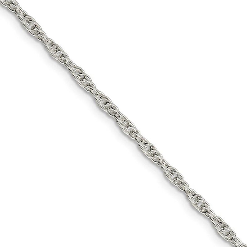 2.5mm, Sterling Silver Solid Loose Rope Chain Necklace, 22 Inch